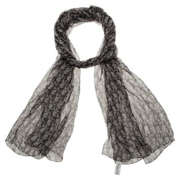 Pre Owned Dior Black Monogram Silk Stole 