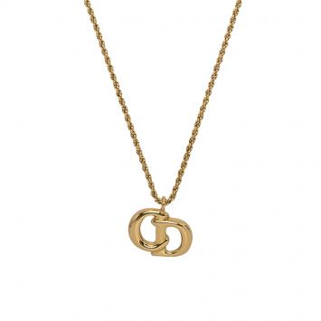 Pre Owned Christian Dior CD Logo Gold Tone Pendant Chain Necklace