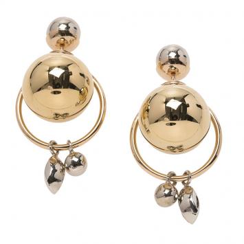 Pre Owned Dior Tribale Crystals Gold and Silver Tone Earrings