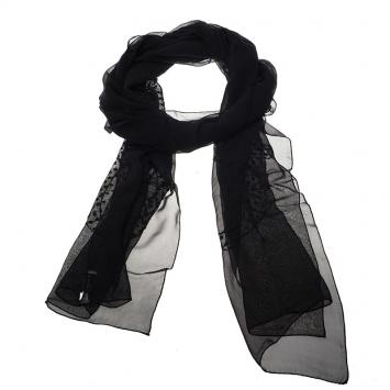 Pre Owned Dior Black Silk Beaded Logo Stole