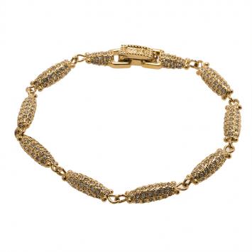 Pre Owned Dior Crystal Studded Gold Tone Bracelet Size 21 cm