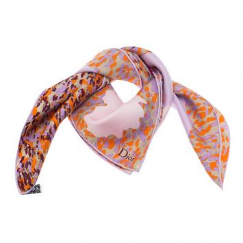 Pre Owned Dior Lilac Floral Print Square Silk Scarf