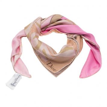 مملوكة مسبقًا Dior Pink Floral Print Square Silk Scarf