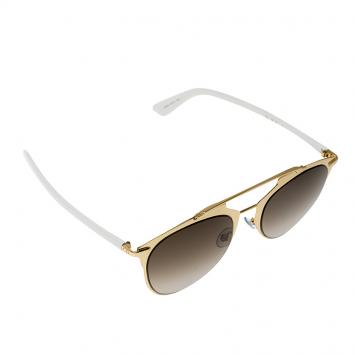 Pre Owned Dior Gold & White Dior Reflected Pantos Sunglasses