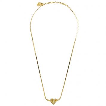 Pre Owned Christian Dior Gold metal and crystal Heart Necklace
