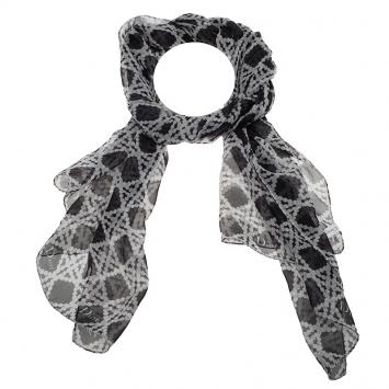 Pre Owned Dior Grey & Black Printed Silk Scarf