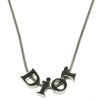 Pre Owned Dior Silver Tone Logo Necklace
