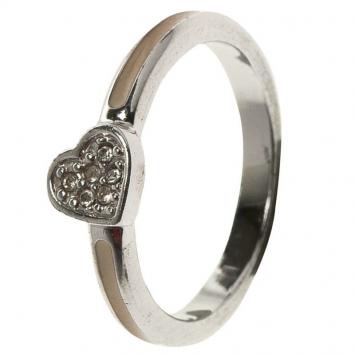 Pre Owned Dior Crystal Enamel Hearts Silver Tone 3 Stackable Rings Size 52