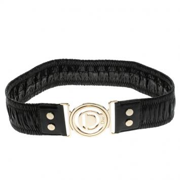 Pre Owned Dior Black Patent Leather Elastic Belt S