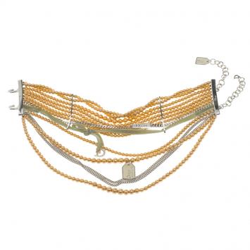 Pre Owned Dior Couture Faux Pearl Silver Tone Multistrand Choker Necklace