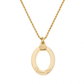 Pre Owned Dior "O" Charm Gold Tone Necklace