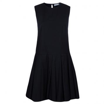 Pre Owned Dior Black Drop Waist Pleated Dress M