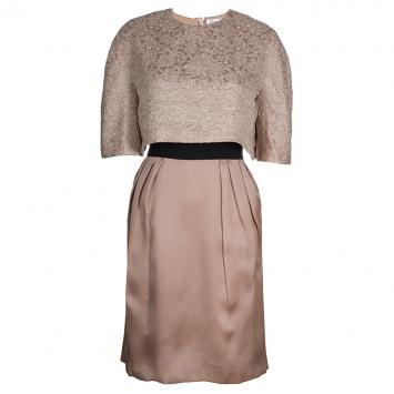 مملوكة مسبقًا Dior Beige Jacquard Silk Dress L