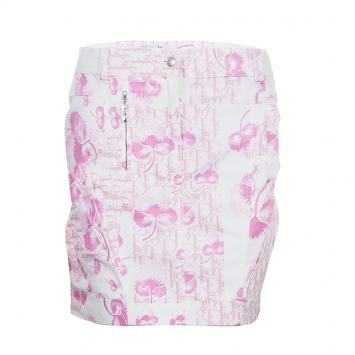 Pre Owned Dior Pink and White Cotton Skirt M