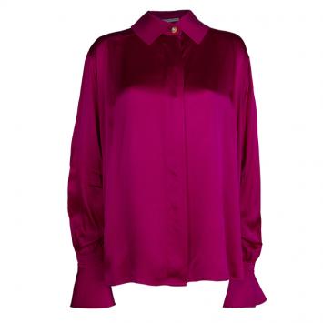 Pre Owned Dior Boutique Pink Silk Long Sleeve Oversized Blouse XL