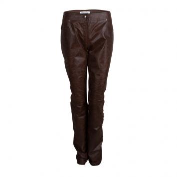 Pre Owned Dior Brown Leather Eyelet Detail Boot Cut Pants M