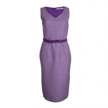 مملوكة مسبقًا Dior Purple Jacquard Wool Belted Sleeveless Dress M