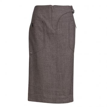 مملوكة مسبقًا Dior Brown Buckle Detail Tweed Skirt M