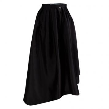 Pre Owned Dior Black Silk Zip Detail Pleated Maxi Skirt S