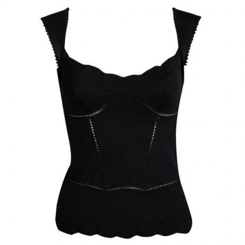 Pre Owned Dior Black Knit Cut Out Detail Sleeveless Top S