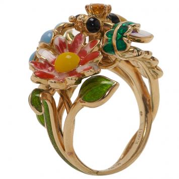 Pre Owned Dior Milly La Foret Diorette Yellow Gold Small Ring Size 49