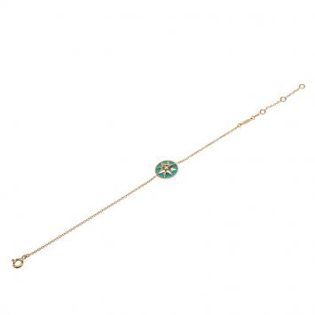 Pre Owned Dior Rose des Vents Diamond Turquoise Yellow Gold Bracelet