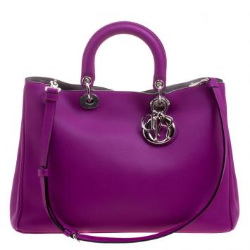 Pre Owned Dior Magenta Leather Large Diorissimo Shopper Tote
