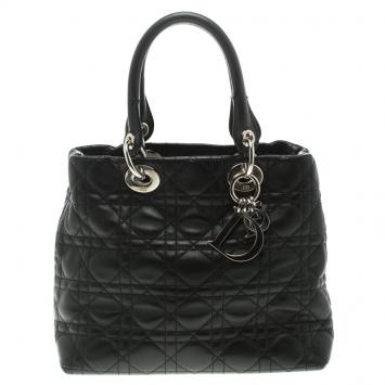 Pre Owned Dior Black Cannage Leather Metropole Tote