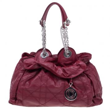 Pre Owned Dior Red Lambskin Cannage Le Trente Hobo