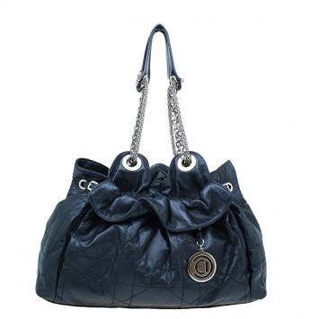 Pre Owned Dior Black Leather Large Cannage Le Trente Hobo Bag