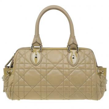 Pre Owned Dior Beige Cannage Quilted Leather Satchel