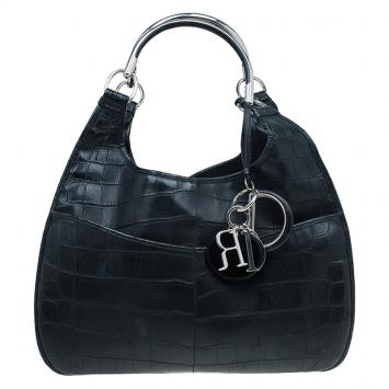 Pre Owned Dior Black Crocodile Leather 61 Tote