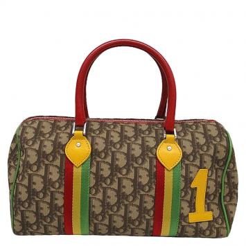Pre Owned Christian Dior Beige PVC/Leather Rasta Collection Boston Bag
