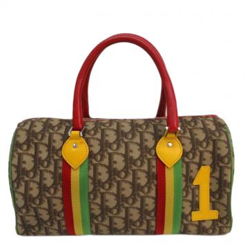 Pre Owned Christian Dior Beige PVC/Leather Rasta Collection Boston Bag