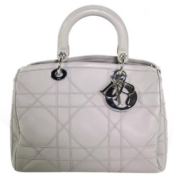 Pre Owned Dior Grey Leather Granville Polochon Bag