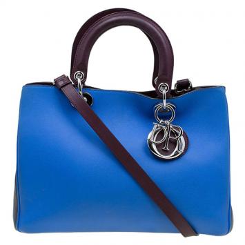 Pre Owned Dior Tri Color Leather Medium Diorissimo Shopper Tote