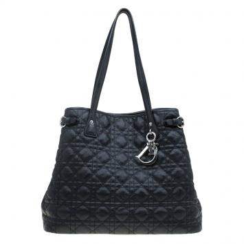 Pre Owned Dior Black Coated Canvas Medium Panarea Shopper Tote