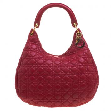 Pre Owned Dior Red Cannage Leather Hobo