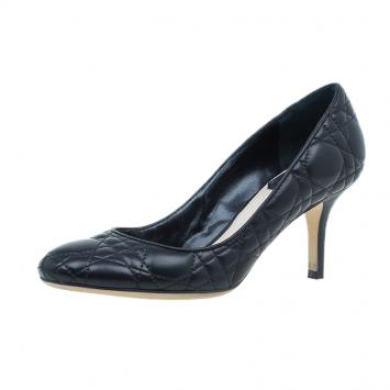 Pre Owned Dior Black Quilted Cannage Leather Pumps Size 35