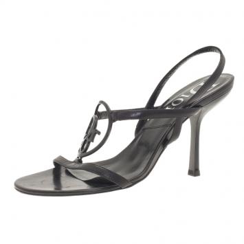 Pre Owned Dior Black Leather Logo Slingback Sandals Size 37.5