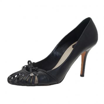 Pre Owned Dior Black Leather Braided Bow Detail Pumps Size 41