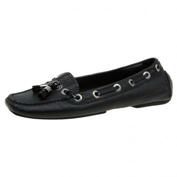 Pre Owned Dior Black Leather Tassel Detail Loafers Size 38