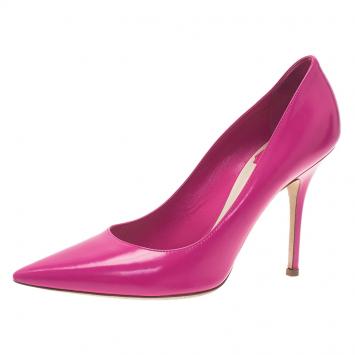 Pre Owned Dior Pink Leather Pointed Toe Pumps Size 38.5