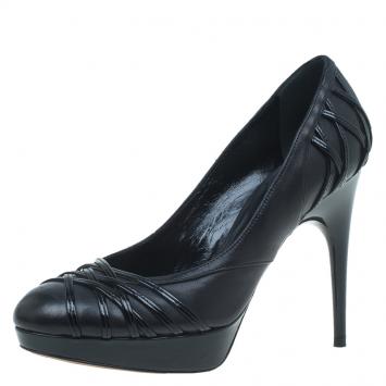 Pre Owned Dior Black Leather Karenine Strappy Pumps Size 36