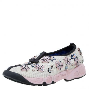 مملوكة مسبقًا Dior White Sequins Fusion Sneakers Size 36.5