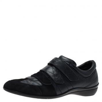 Pre Owned Dior Black Leather and Suede Velcro Sneakers Size 40.5