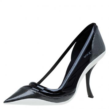Pre Owned Dior Black Patent Cutout Pointed Toe Pumps Size 39
