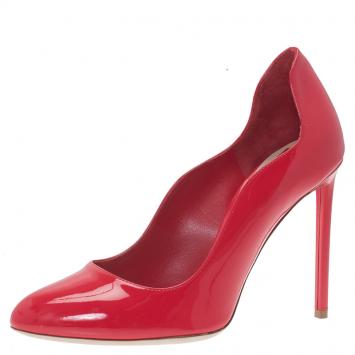 Pre Owned Dior Red Patent Wavy Silhouette Pumps Size 38