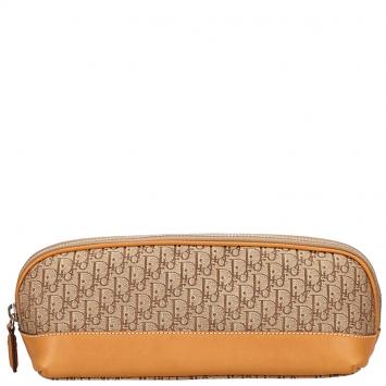 Pre Owned Dior Beige Diorissimo Canvas and Leather Cosmetic Pouch