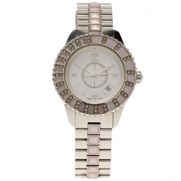 Pre Owned Dior Mother Of Pearl Stainless Steel Christal Women's Wristwatch 32MM